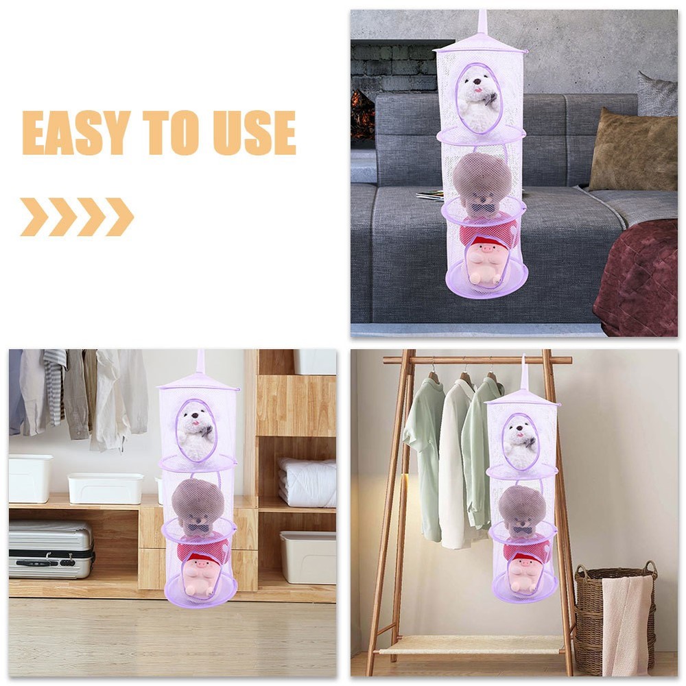 2 Pcs Foldable Mesh Hammock Hanging Net Stuffed Animal Storage Holder