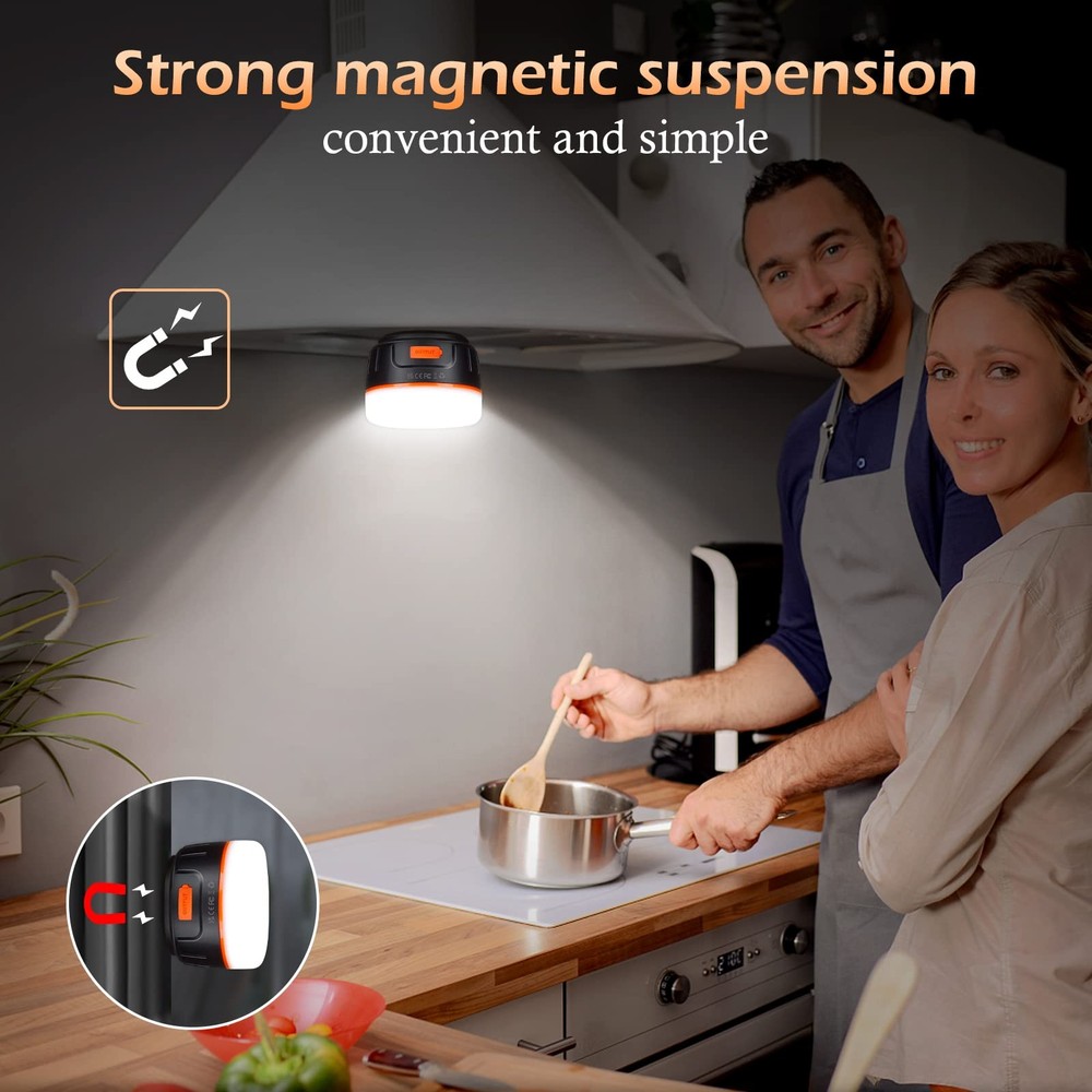Sinvitron LED Camping Lantern Rechargeable,Tent Lights 1 Pack, Black/Orange