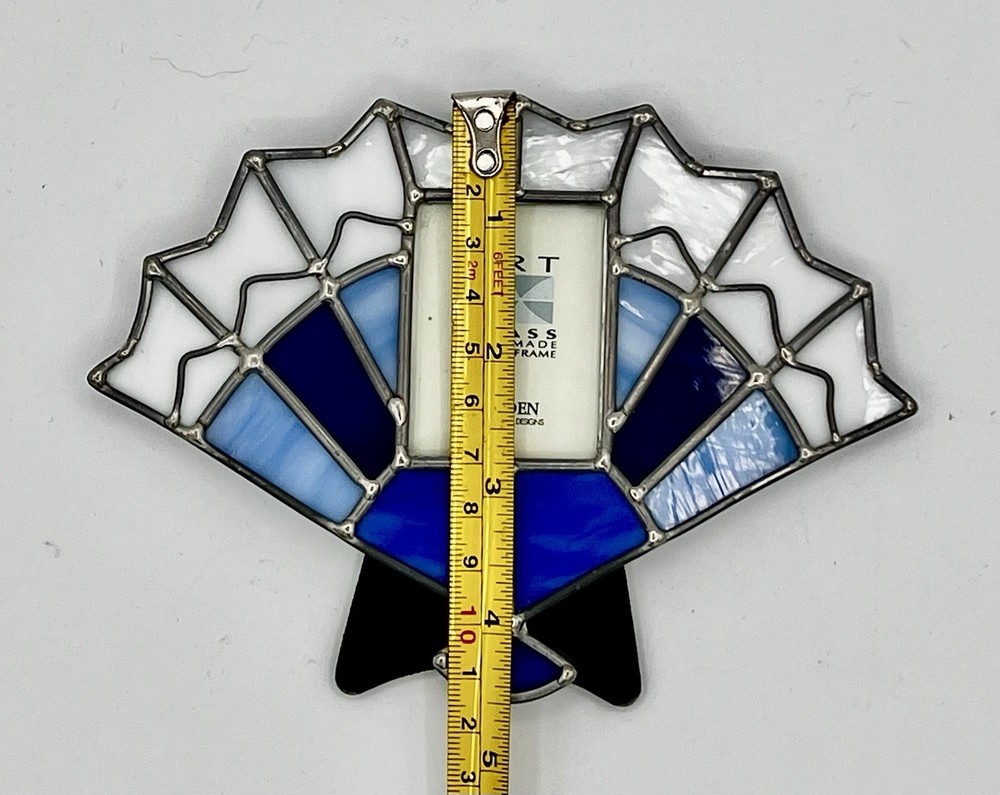 Stained Glass Blue Shell Picture Frame 6.5” X 4.5”