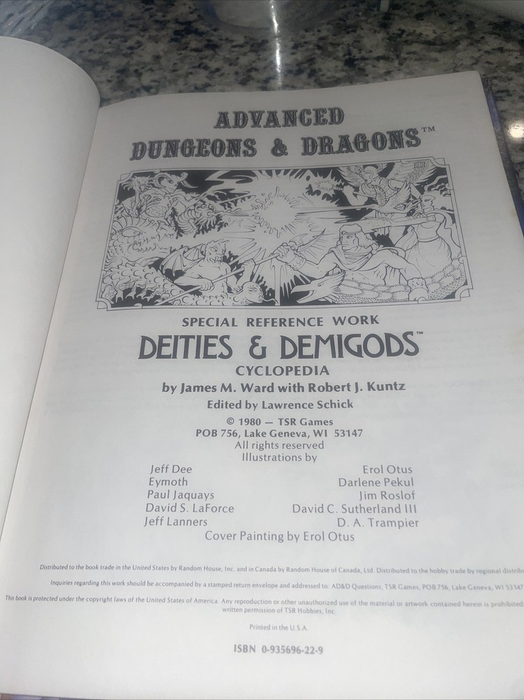 TSR Ad&d Legends & Lore 1980 Book