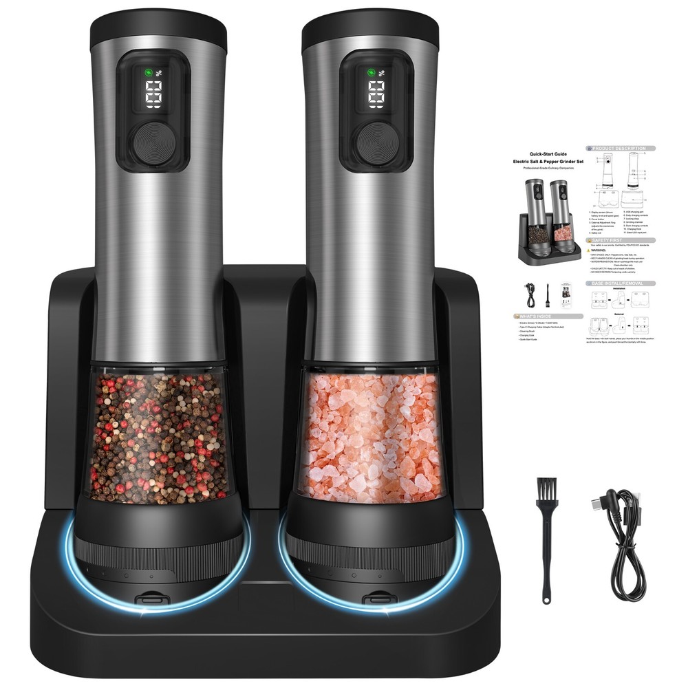 USB Rechargeable 2 Speed Electric Salt Pepper Grinder with Adjustable Roughness