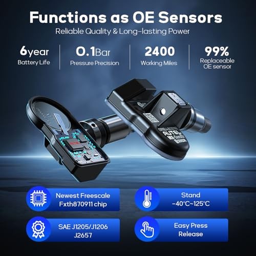 MX Sensor 4 pcs TPMS Sensor 315/433MHz Metal Stem Universal Tire Sensor
