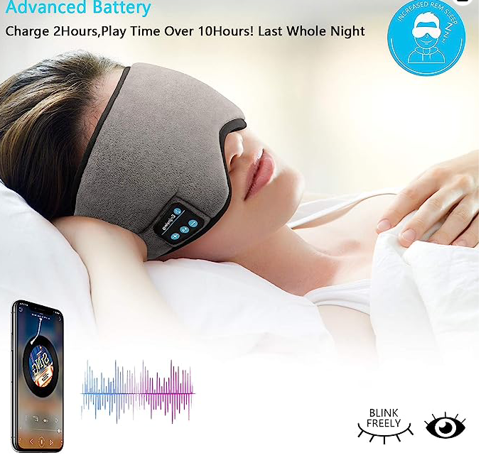 Midy Wireless Sleep Mask Adjustable & Washable Travel Sleeping Headset