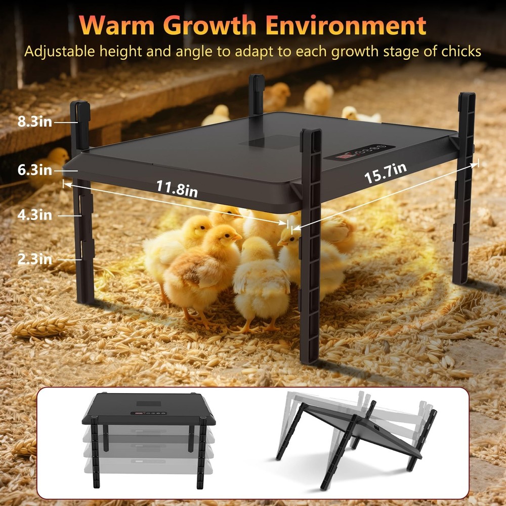 Smart Chick Brooder Heating Plate, Chicken Coop Heater, 75W Brooder Heater wi...