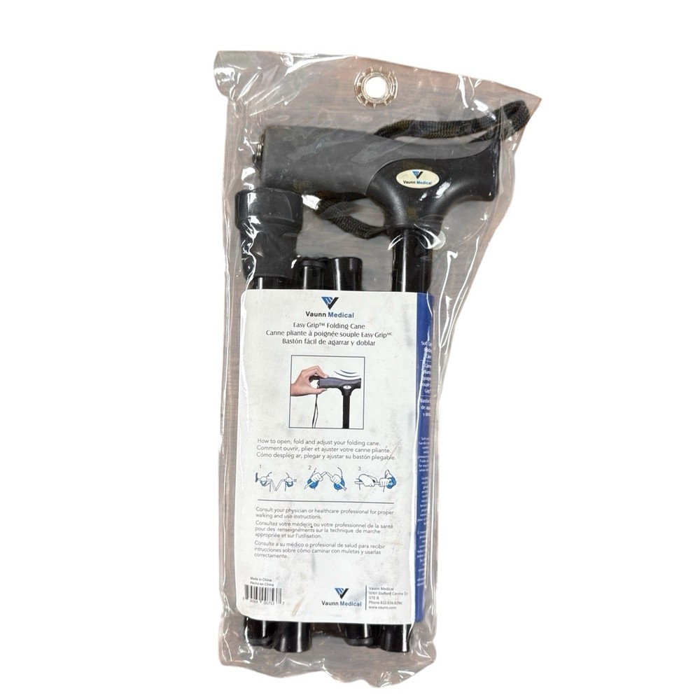 Adjustable Height Folding Cane w/ Self-Locking Mechanism