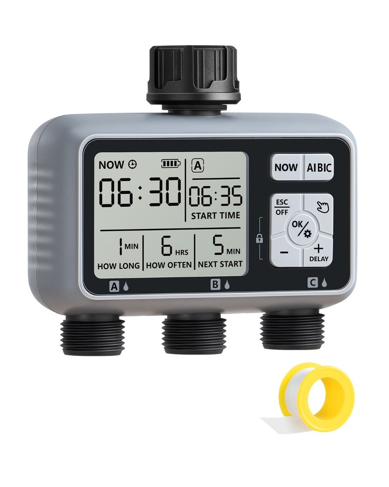 DEWENWILS 3 Zone Sprinkler Timer rogrammable Hose Faucet Timer, Irrigation Timer