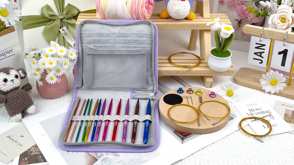 Interchangeable Tunisian Crochet Hooks Set - 12 Sizes (3.0-10mm) with Cables & B