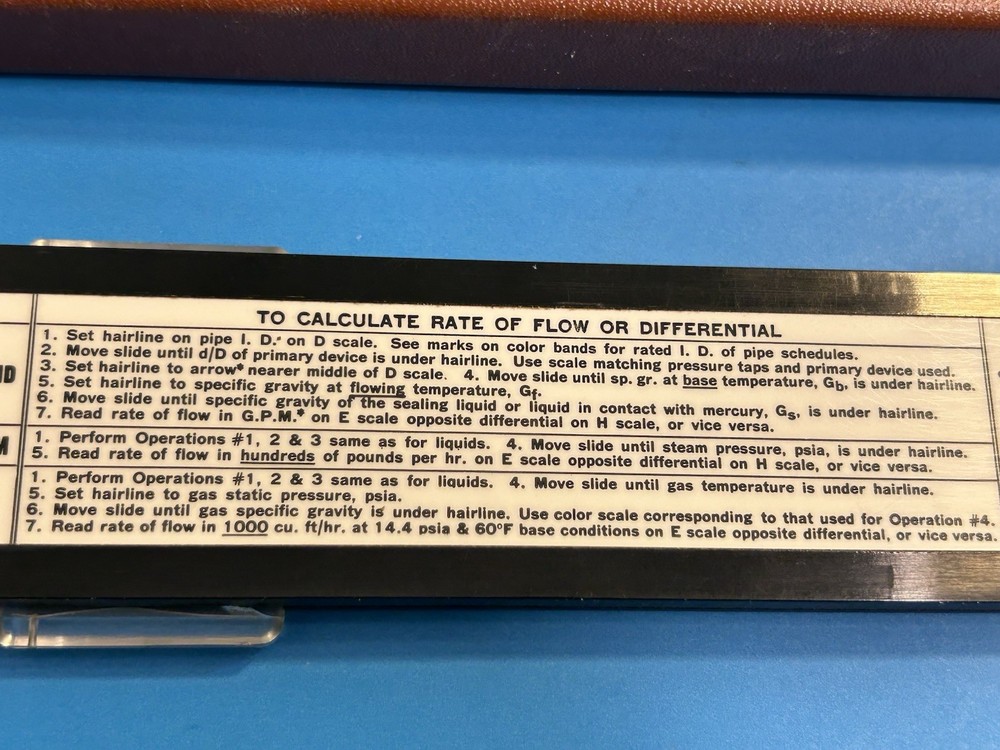 Foxboro Flow Slide Rule In Leather Case
