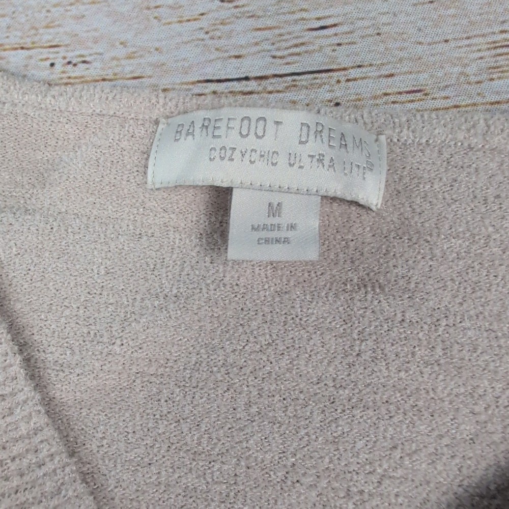 Barefoot Dreams CozyChic Ultra Lite V-Neck Pullover Sweater Beige Medium