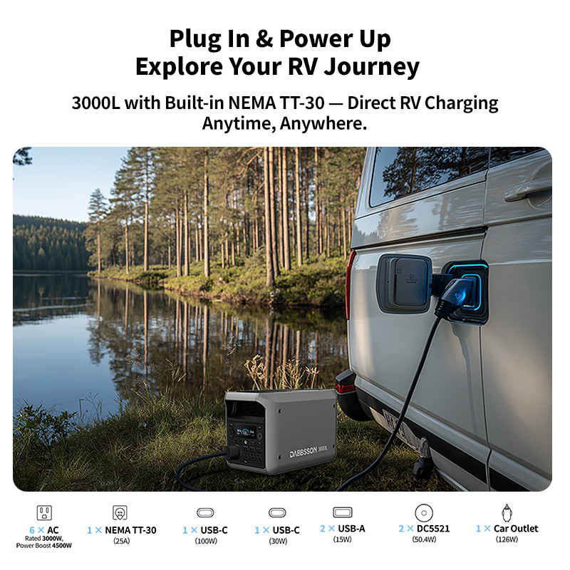 Dabbsson 3072Wh 3000W Power Station Generator with Foldable Solar Panel kit 210W