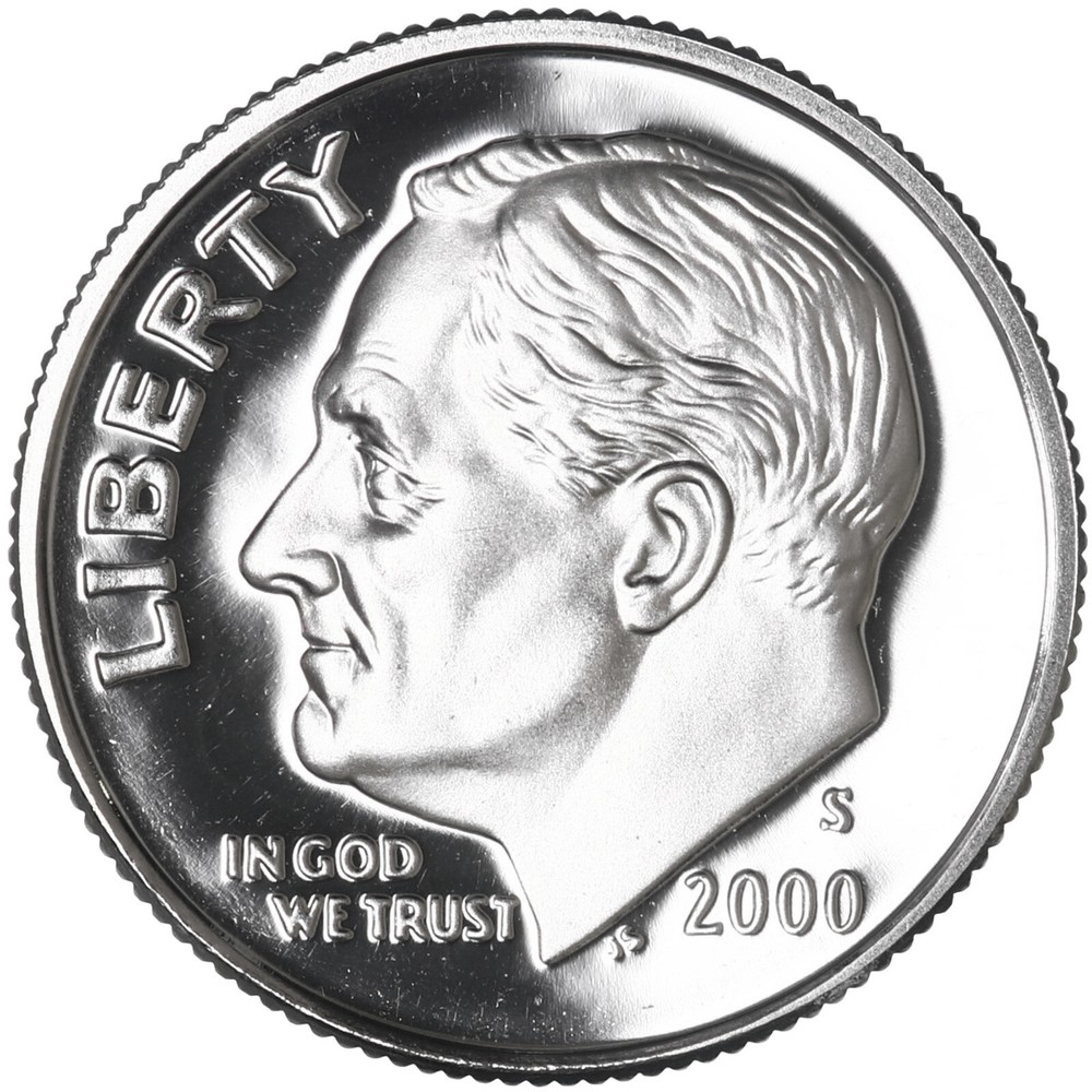 2000 S Roosevelt Dime Gem DCam Proof CN-Clad