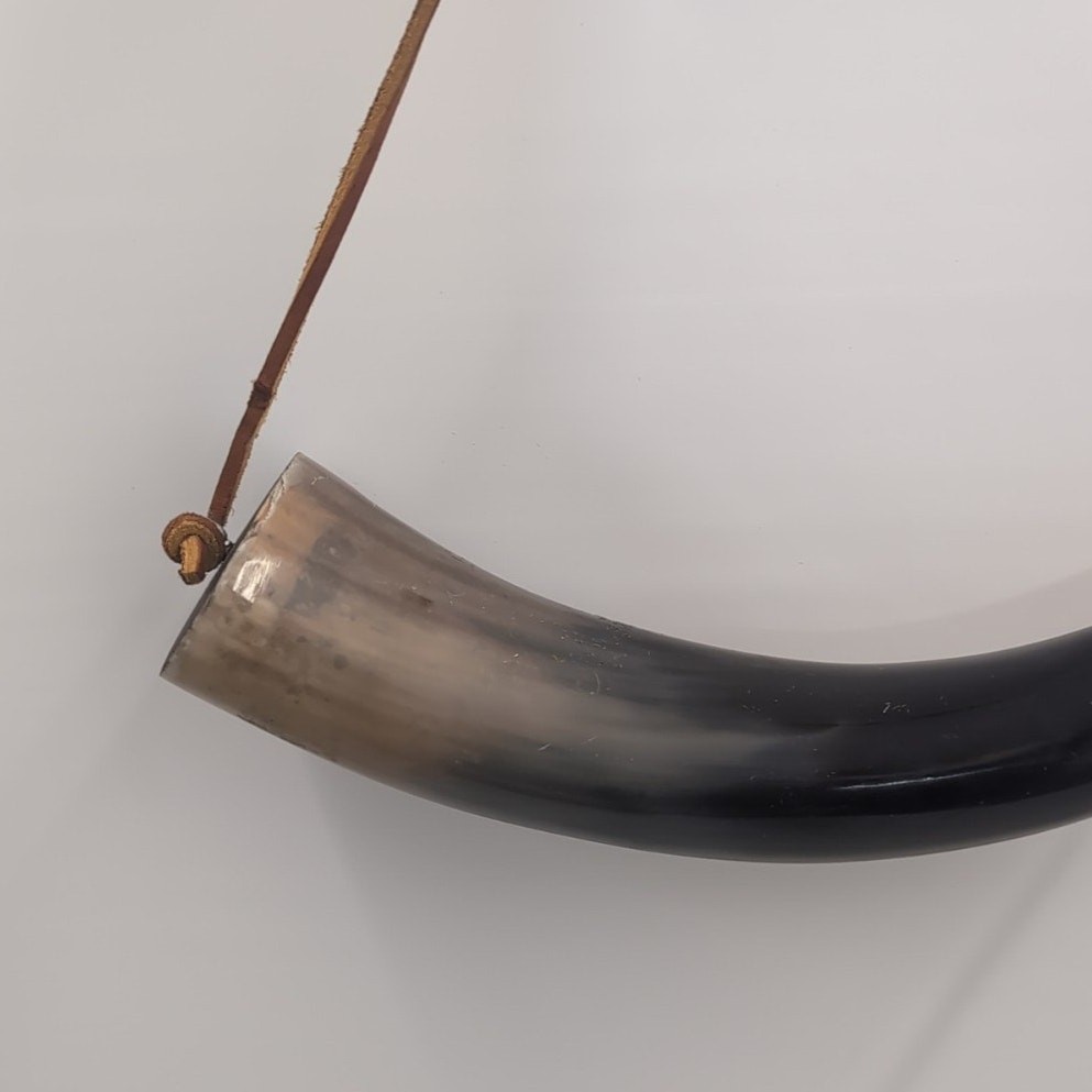 Vintage Gun Powder Horn With Straps