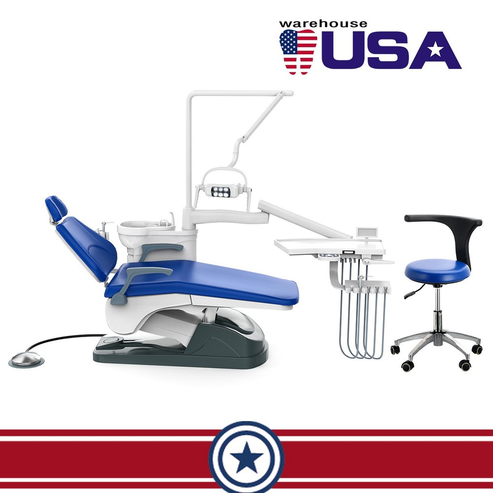 Dental Unit Chair Computer Controlled /Suction Unit System /40L Air Compressor