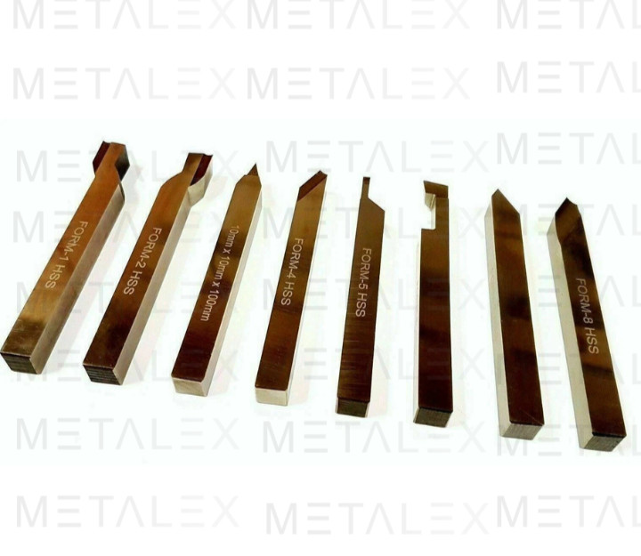 10mm HSS Lathe Pre Formed Tools 8 Pieces Set Square Shank TURNING THREADING