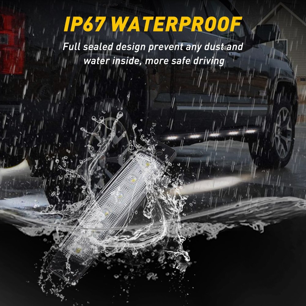 10PCS White Waterproof LED Truck Pickup Bed Light LEDs Rock Lighting Bar Kits