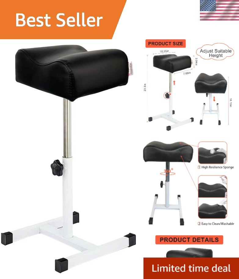 Adjustable Pedicure Stand Stool with Comfortable PVC Leather Cushion - Black