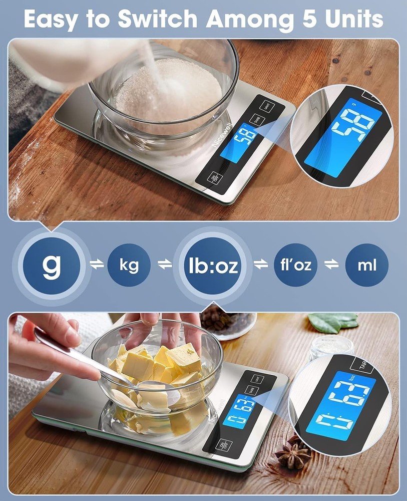 Food Scale Digital Kitchen Scale 22lb Precise Grams Oz Tare Function