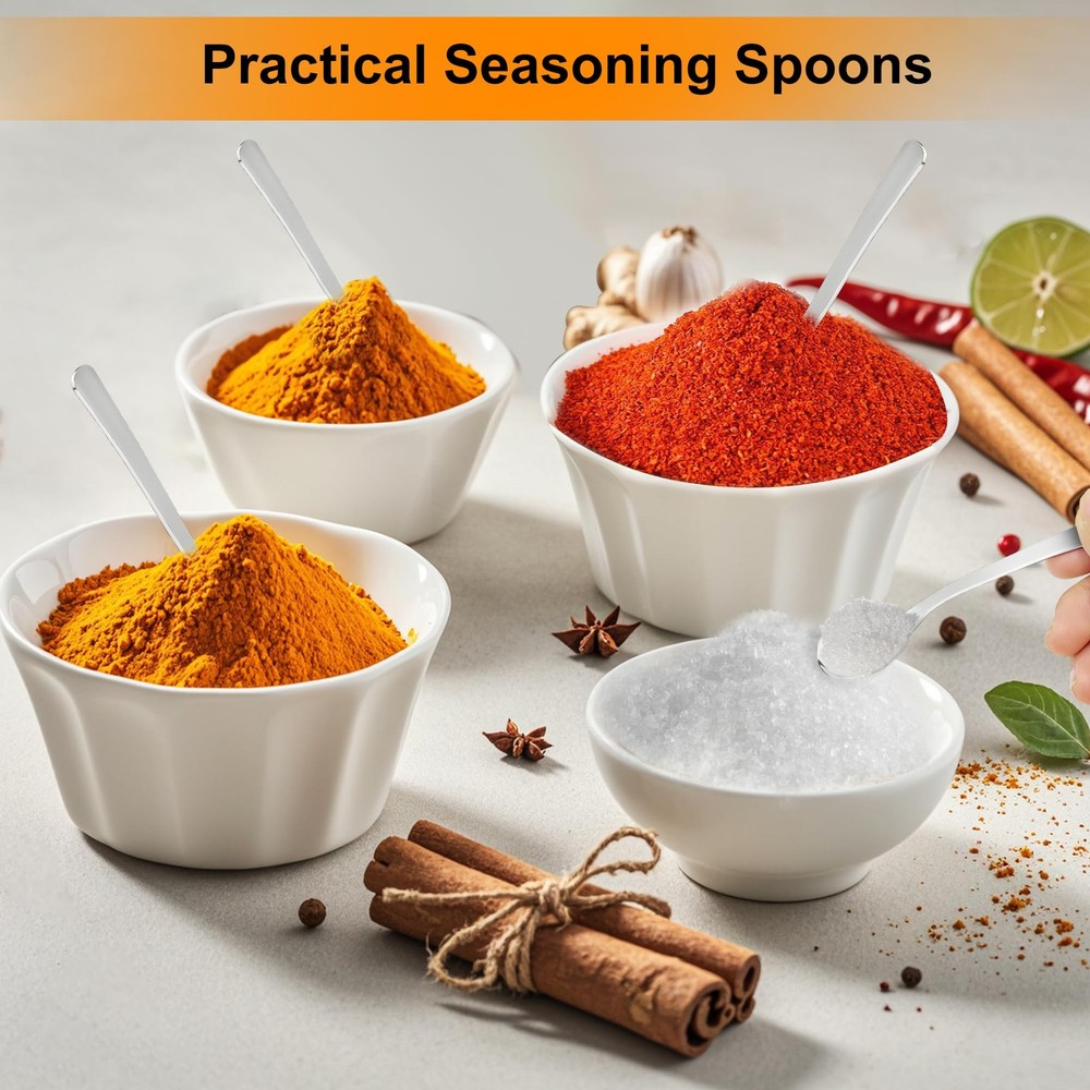 3.93" Mini Spoons 8pcs, Tiny Stainless Steel Spoon for Spice mini, Silver