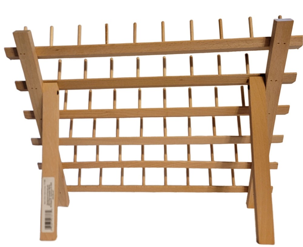 60-Spool Thread Spool Rack Wooden Thread Holder Sewing Organizer
