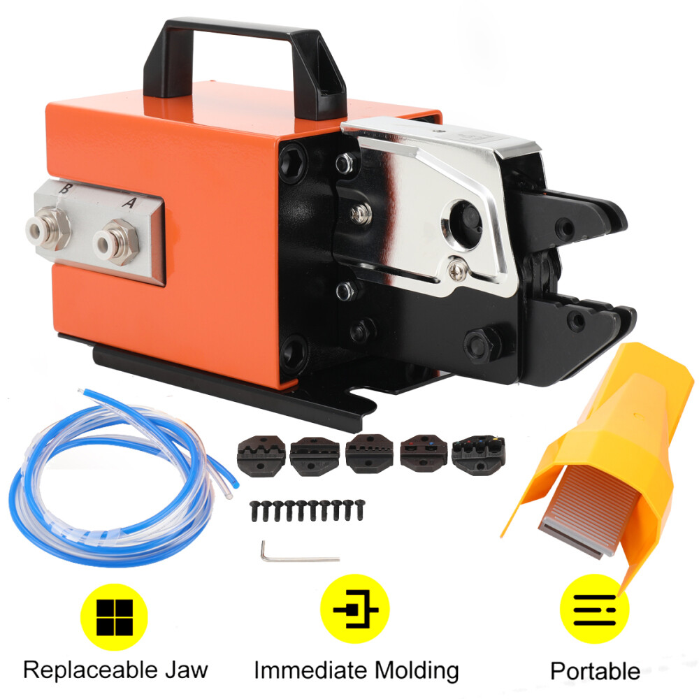 Pneumatic Air Powered Wire Terminal Crimping Machine Crimper Tool w/ Foot Switch