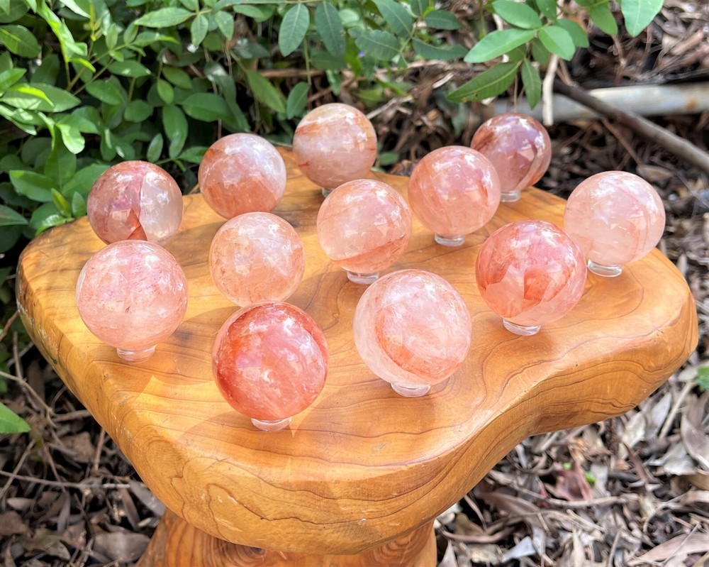 Hematoid Quartz Crystal Sphere LARGE 2" Sphere + Stand (Fire Quartz Sphere)