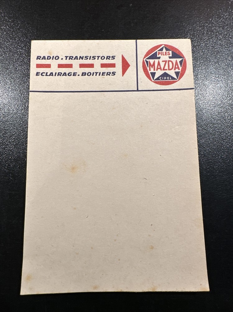 Rare Petit Carnet Publicitaire Bloc Note piles mazda