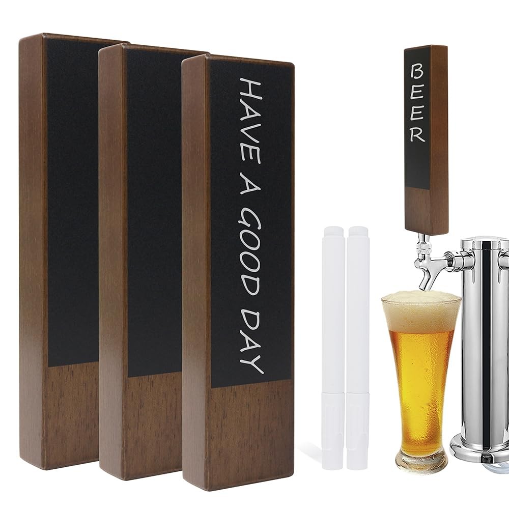 Walnut Wooden Chalkboard Beer Keg Tap Handle Bar Tool, 3 Pack Chalkboard Tag ...