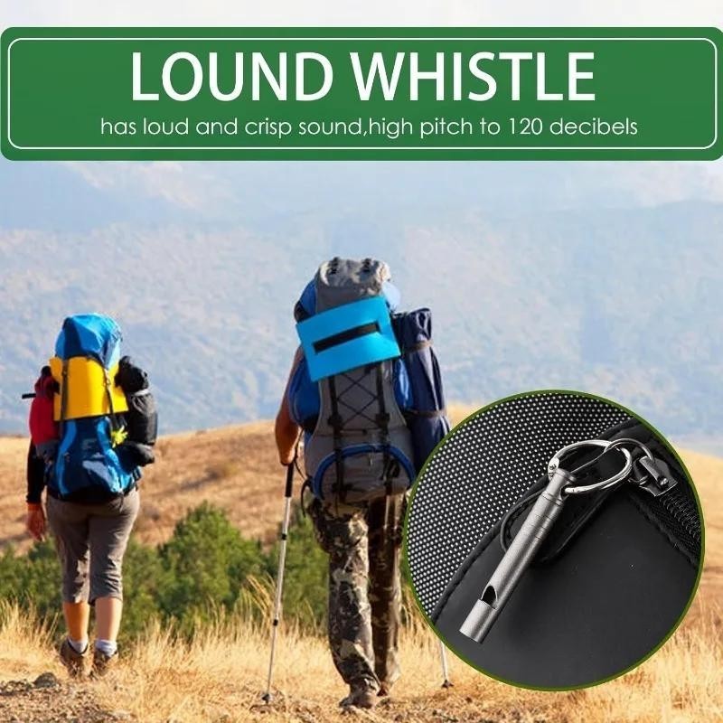 2pack Titanium Emergency Survival Whistle Mini Edc Tool for Hiking & Camping