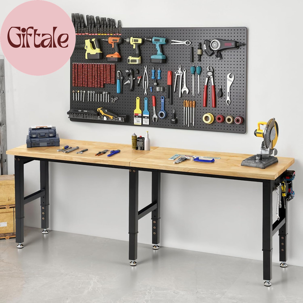 96" Adjustable Heavy Duty Workbench 6000 Lbs Capacity with 4 AC Outlet and 2 USB