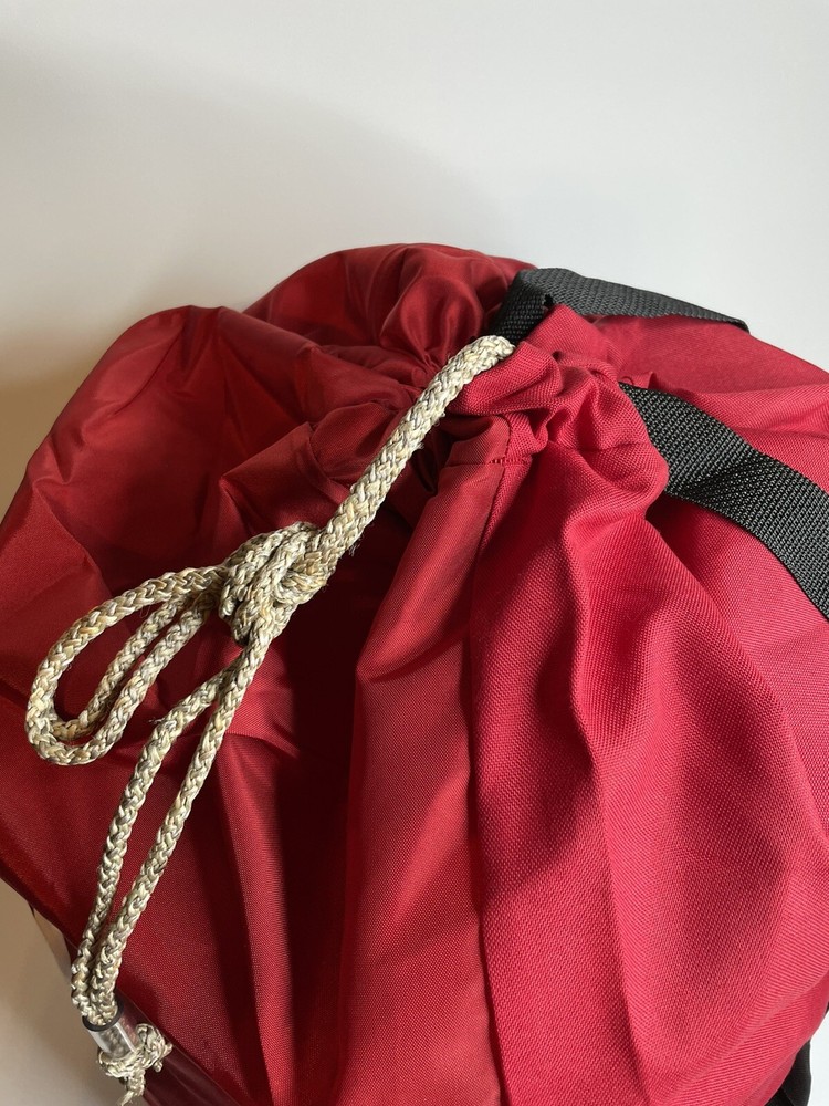 (2X) Large Nylon Laundry Bag With Drawstring & Backpack Straps Durable Red