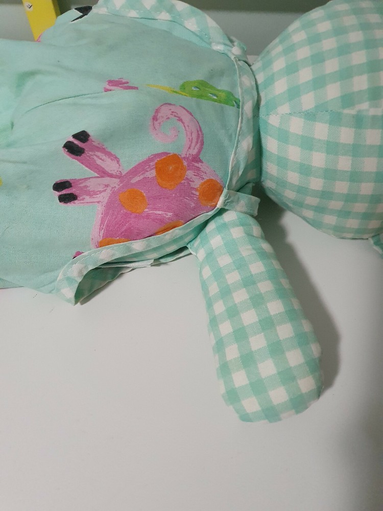 TREE HOUSE TEDDY BEAR TREEHOUSE BEAR AQUA SQUARE PATTERN CUTE AS OVERALLS 40CM