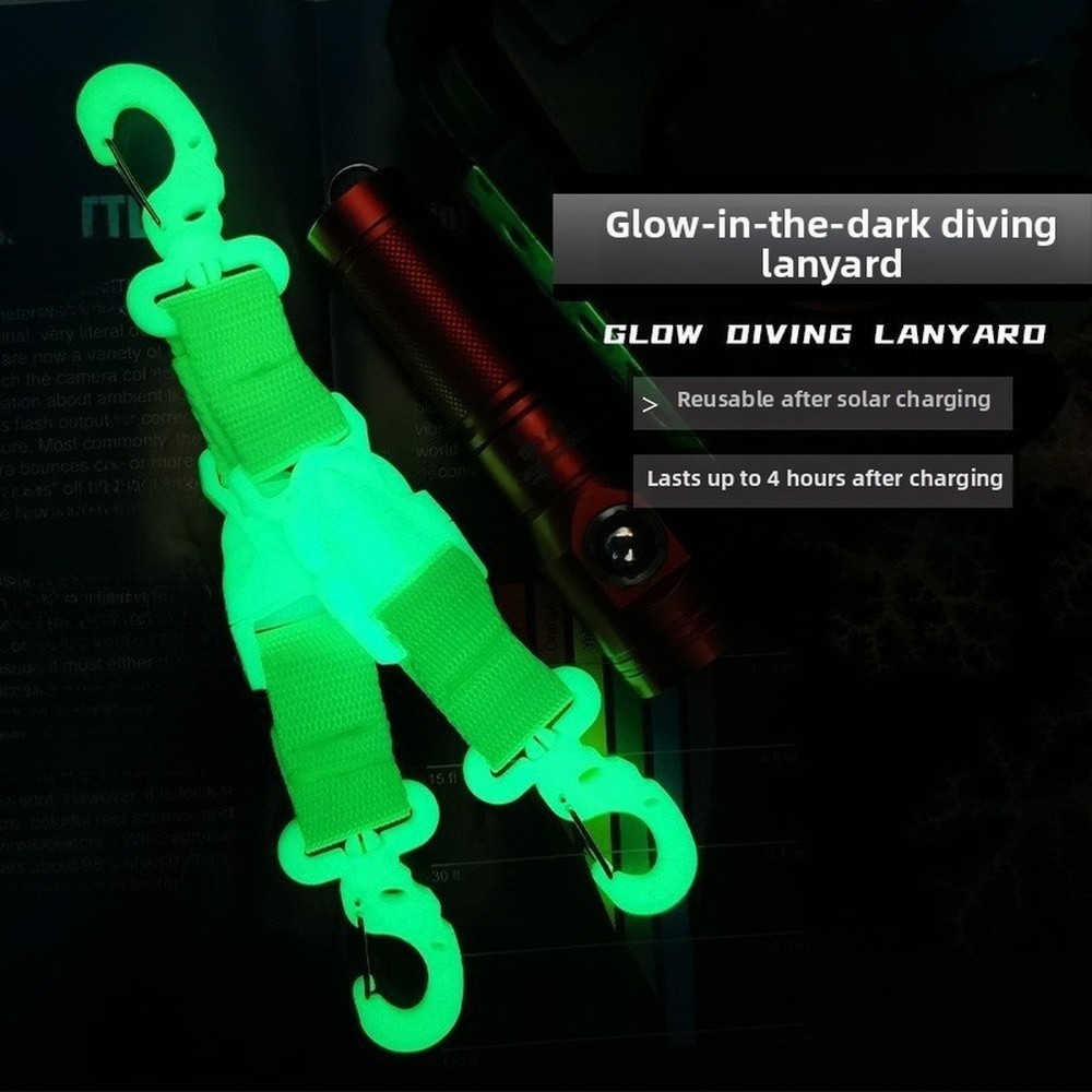Underwater Gear Securing Hooks with Glow in Dark and Fluorescent Green