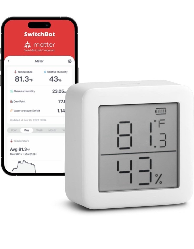 Switchbot thermometer & Hygrometer, Smart Bluetooth Temperature Humidity Sensor