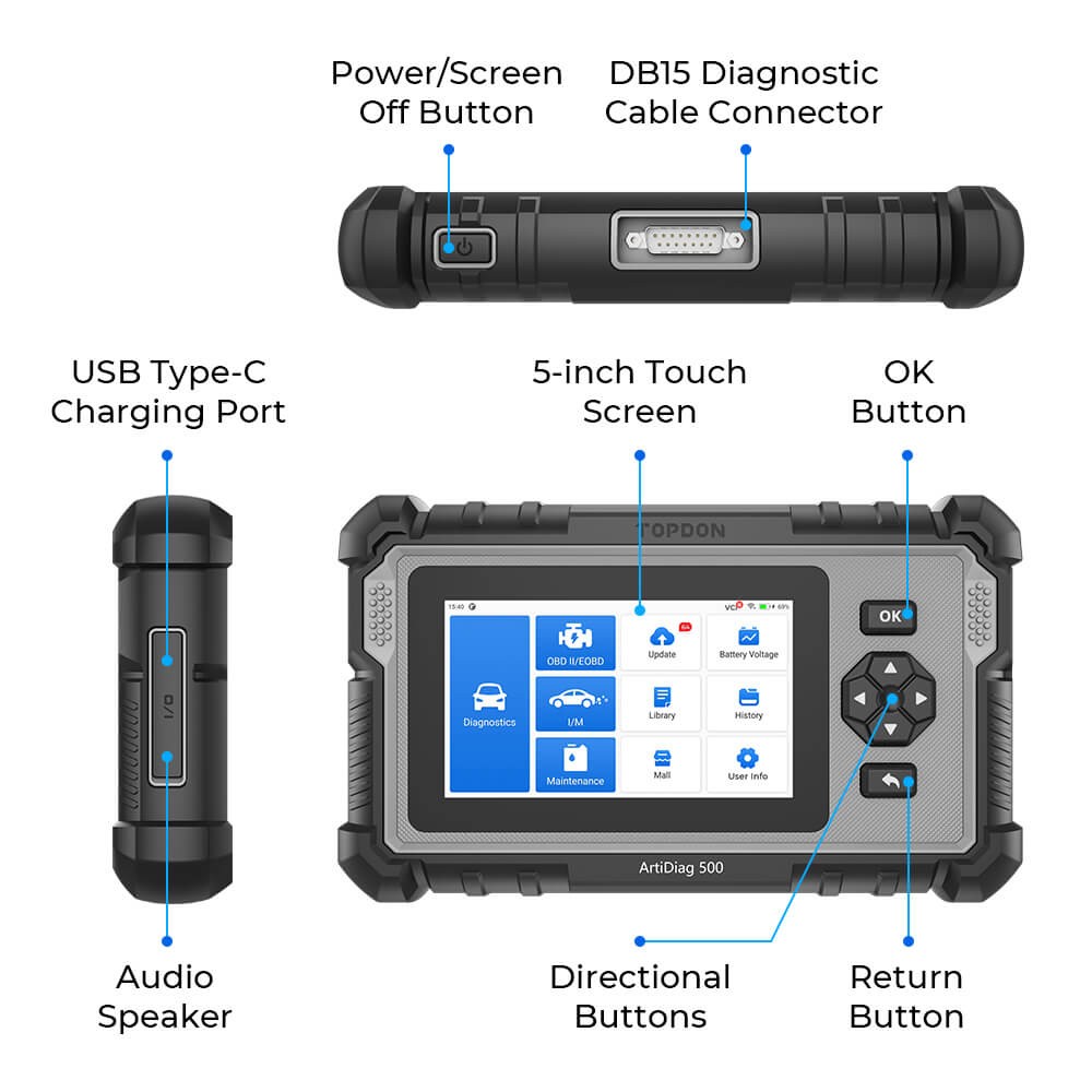 2026 TOPDON AD500 OBD Car Diagnostic Scanner Tool Code Reader Check Engine ABS
