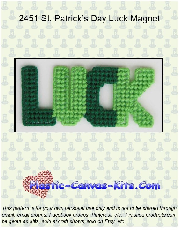 St. Patrick's Day Luck Magnet-Plastic Canvas Pattern/Kit