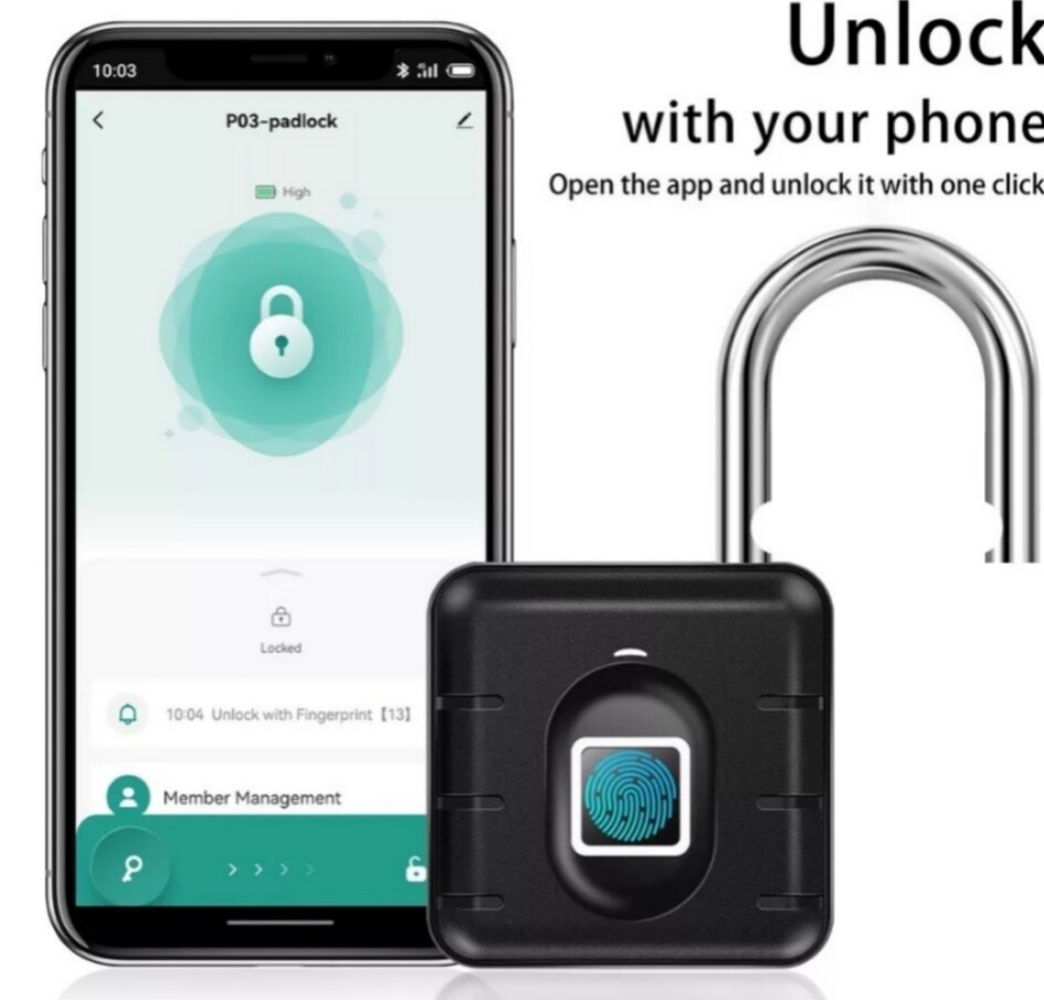 Waterproof Fingerprint Padlock Lock Smart APP Bluetooth Lock Door Keyless