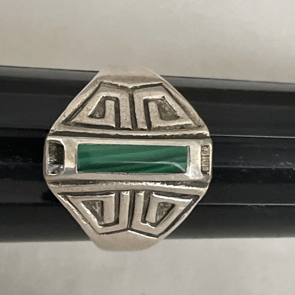 Southwestern Sterling Malachite Ring  Size 8.5