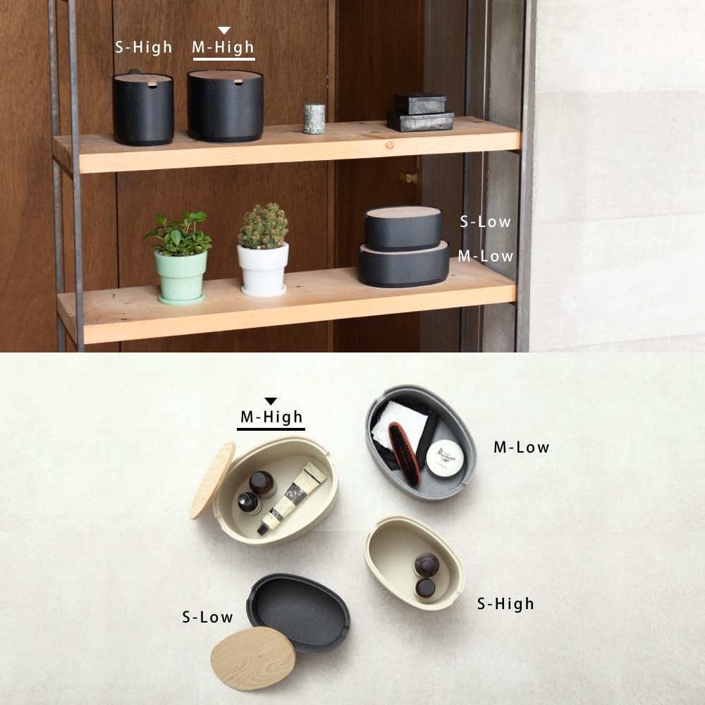 ideaco Oval Box M High stone sand black