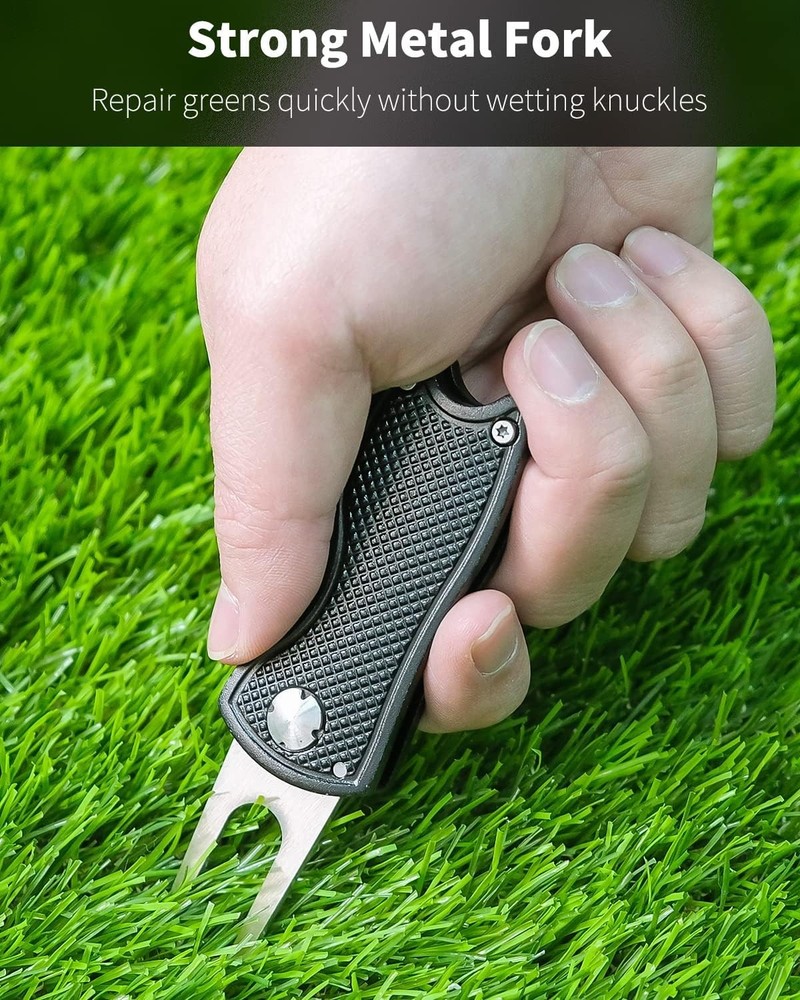 Golfers' Essential: Foldable Divot Repair Tool with Magnetic Marker, Multi-Pack