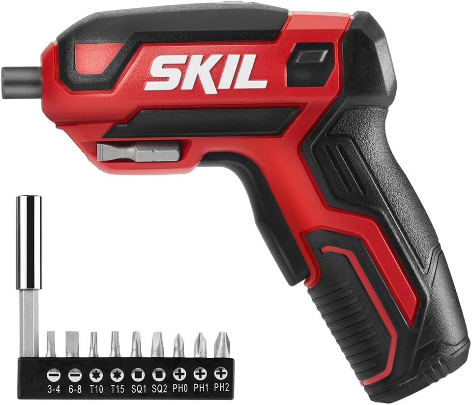 Rechargeable 4V Cordless Screwdriver Includes 9Pcs Bit, 1Pc Bit Holder, USB Char