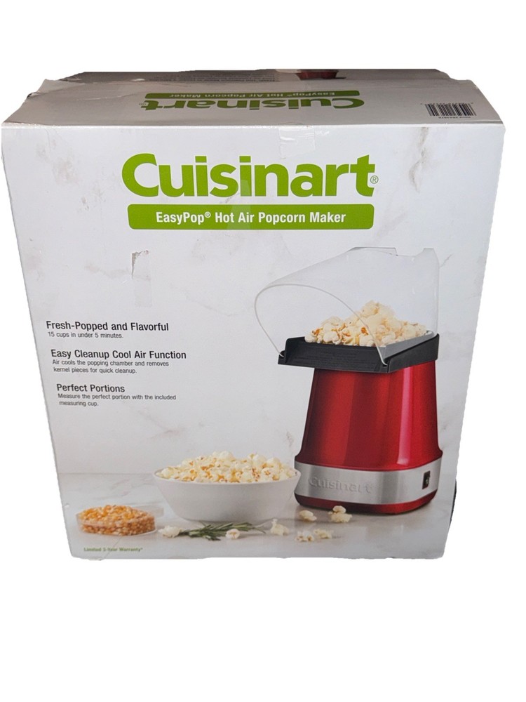 Cuisinart EasyPop Hot Air Popcorn Maker, Fast Fresh Easy, Open Box