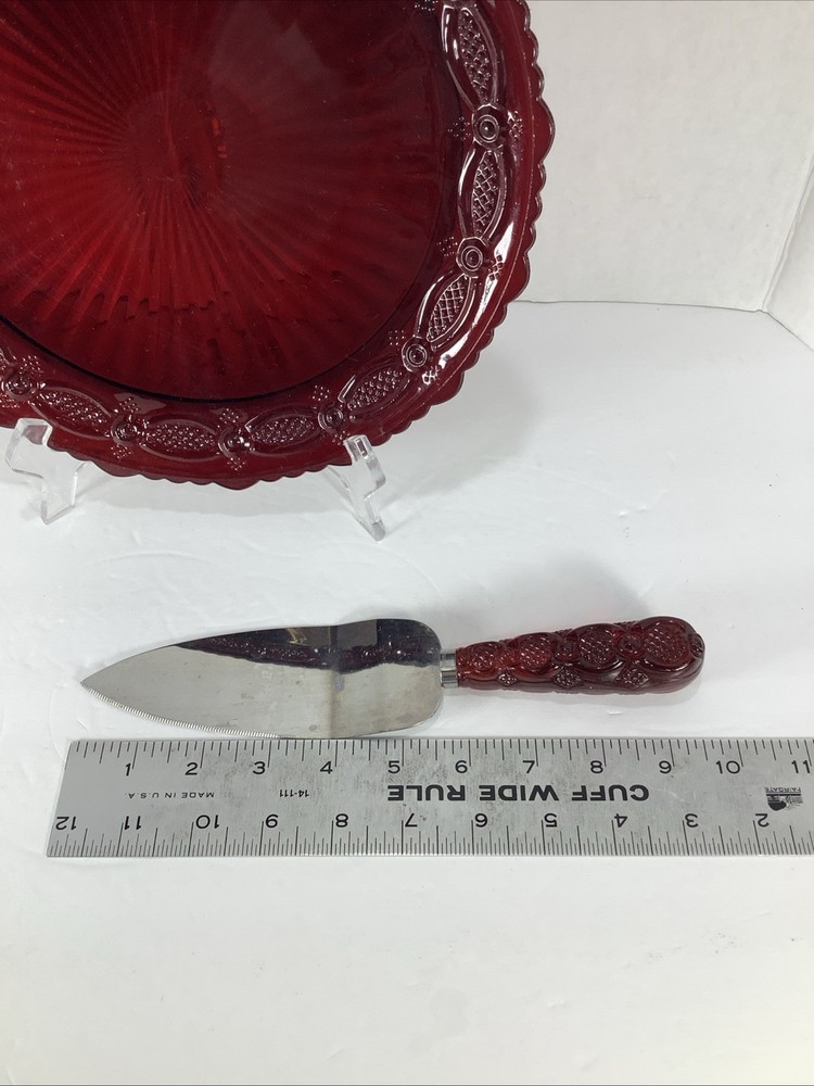 Avon Cape Cod 1876 Ruby Red 10.5” Cake Plate & Matching Server