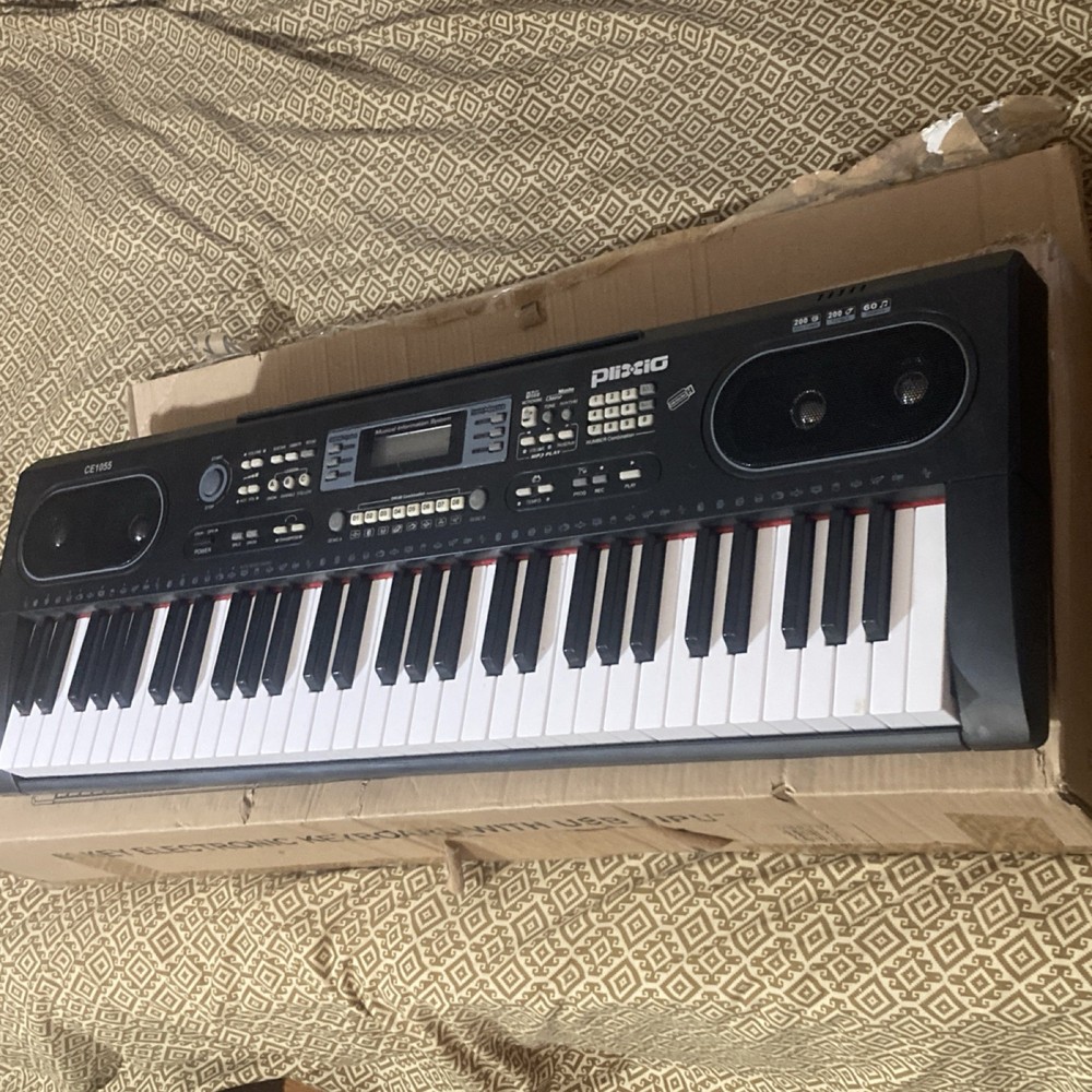 Plixio CE1985 61-Key Electronic Keyboard USB Input LED Screen MP3 200 Rhythms