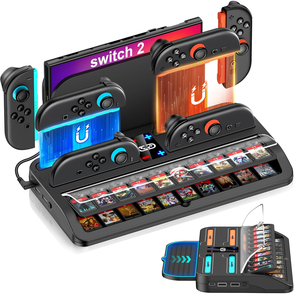 4-In-1 Switch 2 Organizer Base Holds Switch 2 Dock, Switch 2 Charging Dock for N