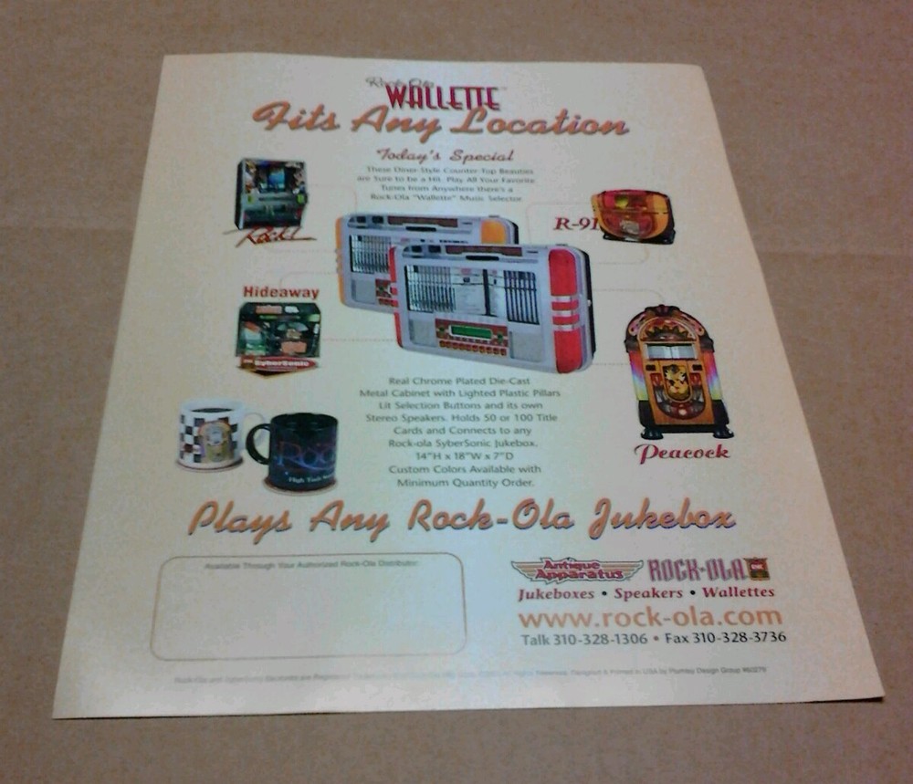 HARD ROCK-OLA CAFE CD Jukebox flyer- original