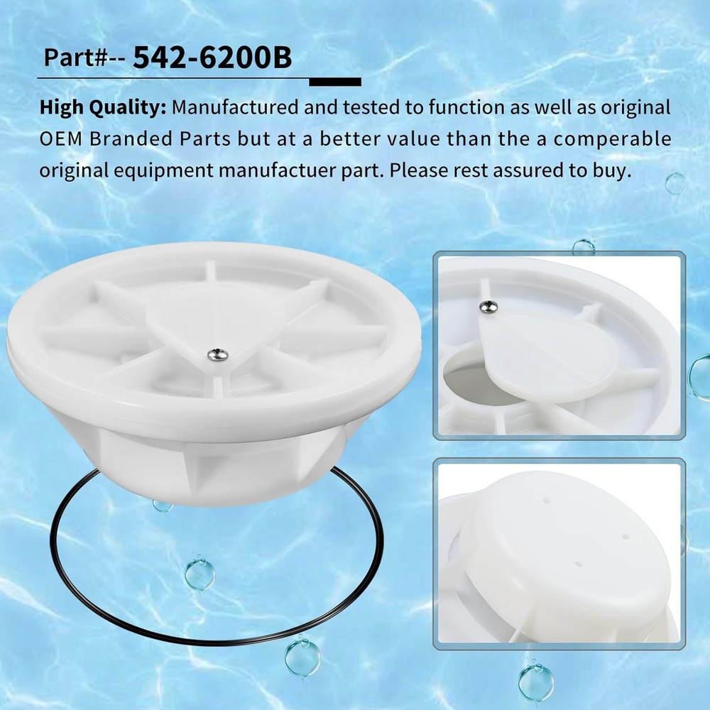 542-6200B Plastic Equalizer Skimmer Float Valve Assembly with O-Ring,...