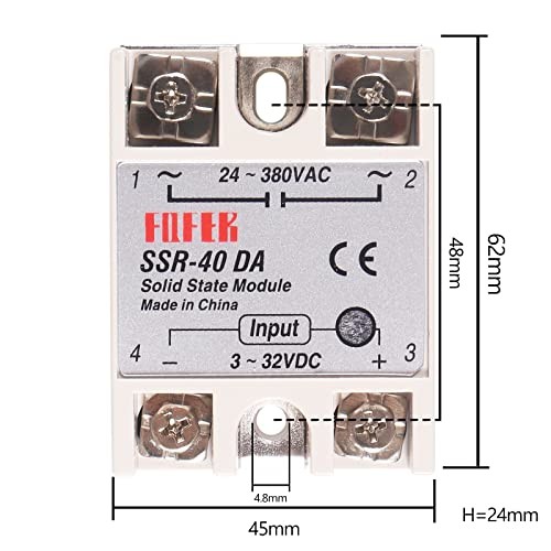 3pcs Solid State Relay SSR-40DA Single Phase Solid State Relay 3pcs SSR-40DA