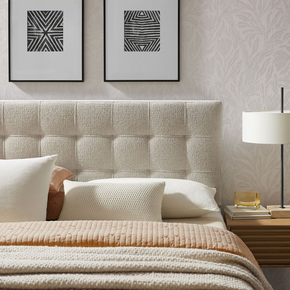Lily Upholstered Queen Size Headboard in Dove