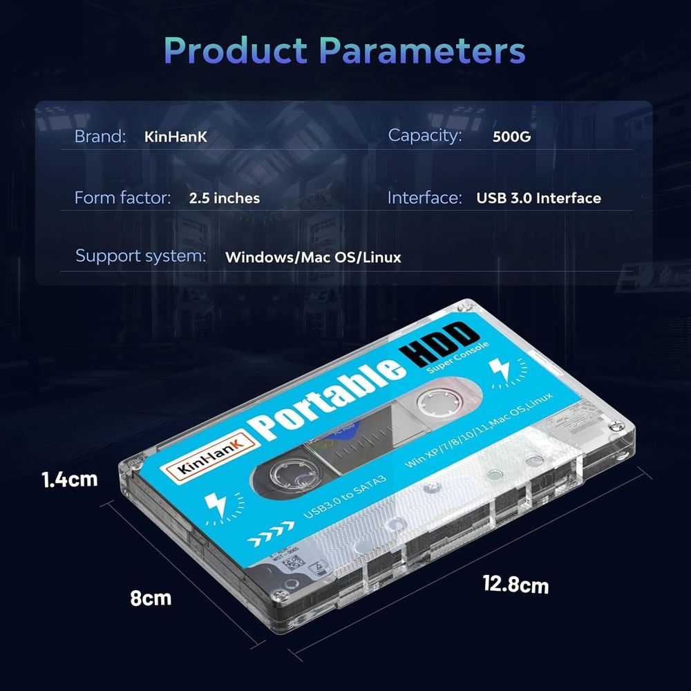 Compact 500GB External Hard Drive with 110,000+ Pre-Installed Games & Emulators=