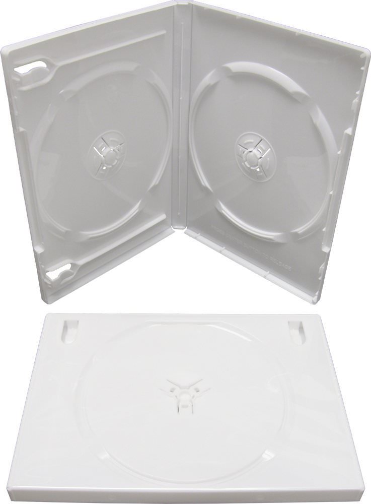 (5) White Standard 2-Disc Capacity 14mm DVD Boxes Replacement Cases #DV2R14WH